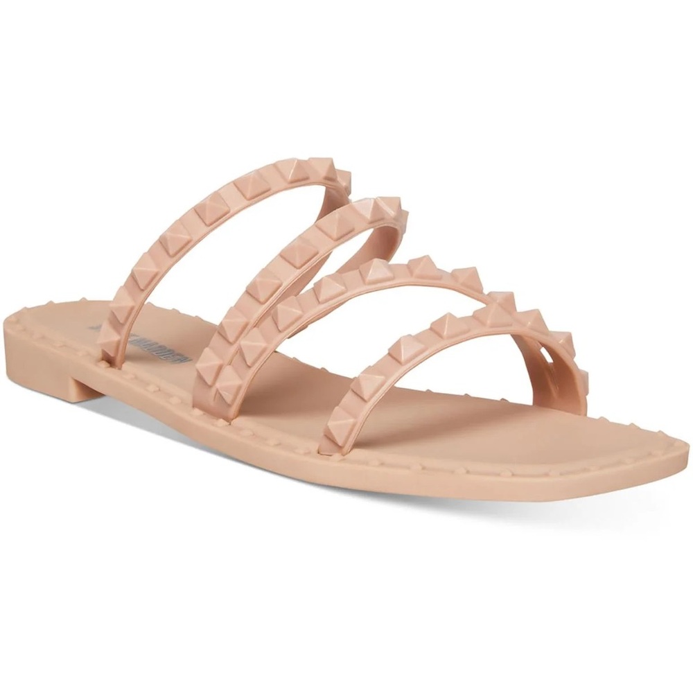 Steve Madden Womens Skyler J Slip On Studded Slide Sandals